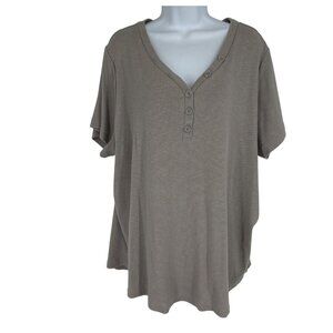 Duluth Trading Co Makers Studio Short Sleeve Cotton Rib Henley T-Shirt Size 3X